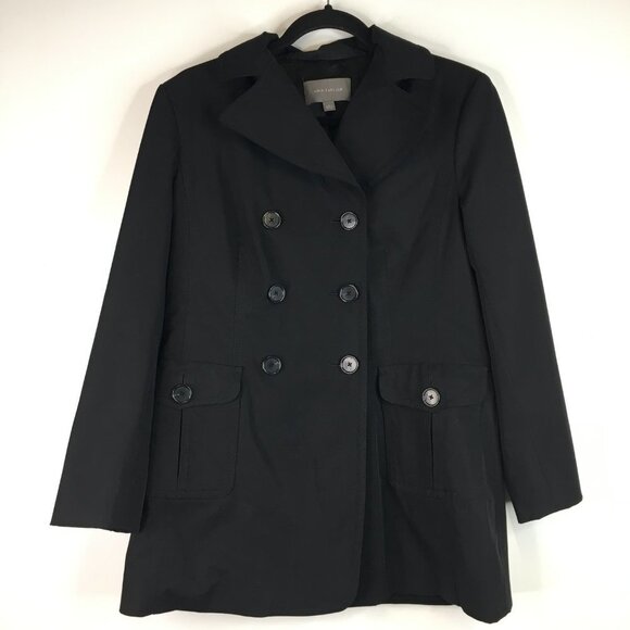 Ann Taylor Black Double Brested Nylon Blend Lined Winter Jacket Size S - Picture 2 of 12